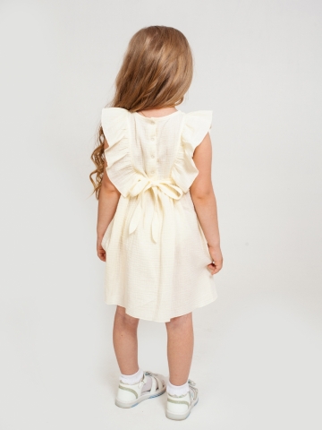 322-СЛ. Платье из муслина детское, хлопок 100% сливочный, р. 74,80,86,92